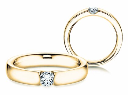 Engagement ring Destiny in 18K yellow gold with diamond 0.10ct G/SI