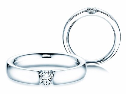 Engagement ring Destiny in platinum 950/- with diamond 0.10ct G/SI