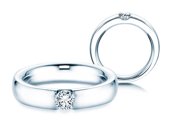 Engagement ring Destiny in 18K white gold with diamond 0.30ct H/SI