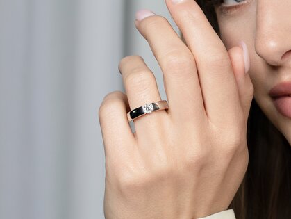 Engagement ring Destiny in 18K rosé gold with diamond 0.40ct H/SI