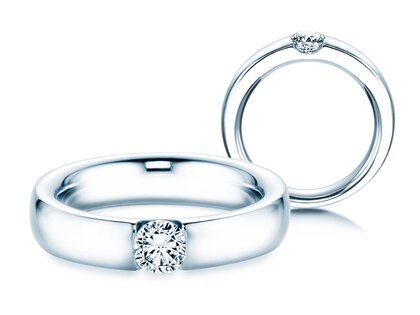 Engagement ring Destiny in 18K white gold with diamond 0.40ct H/SI