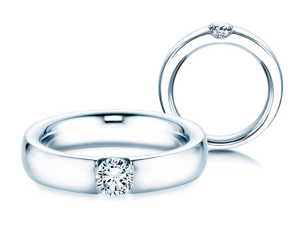 Engagement ring Destiny in 18K white gold with diamond 0.40ct H/SI