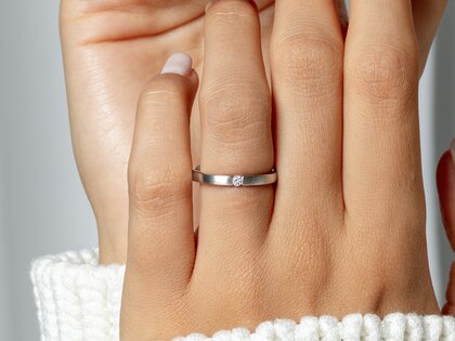 Engagement ring Infinity in 14K yellow gold with diamond 0.03ct H/SI
