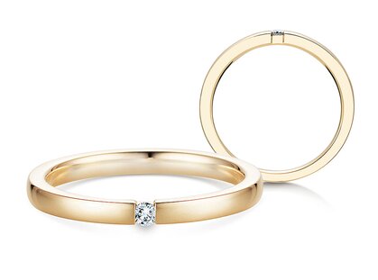 Engagement ring Infinity in 14K yellow gold with diamond 0.03ct G/SI