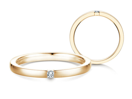 Engagement ring Infinity in 14K yellow gold with diamond 0.05ct H/SI
