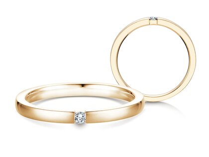 Engagement ring Infinity in 14K yellow gold with diamond 0.05ct H/SI