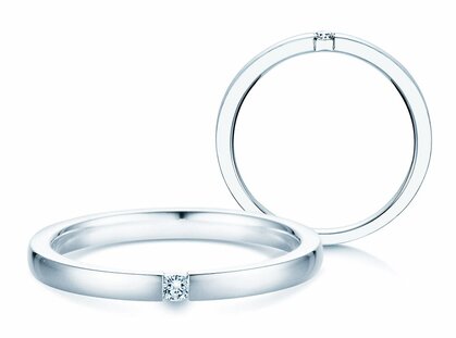 Engagement ring Infinity in platinum 950/- with diamond 0.05ct G/IF