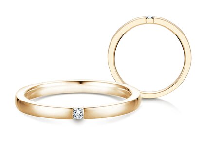 Engagement ring Infinity in 18K yellow gold with diamond 0.05ct G/SI