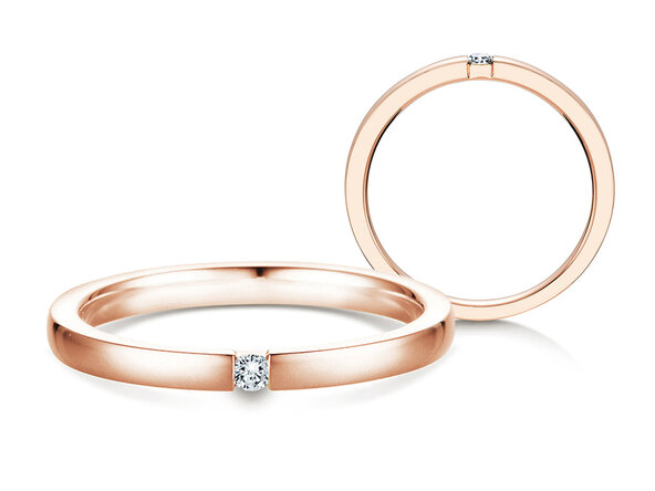 Engagement ring Infinity in 14K rosé gold with diamond 0.07ct H/SI