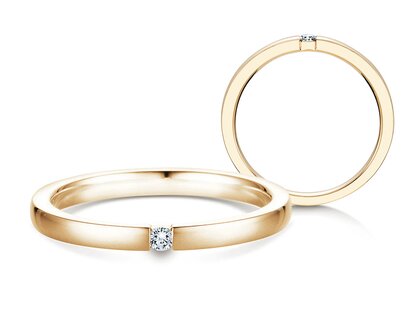 Engagement ring Infinity in 14K yellow gold with diamond 0.07ct H/SI