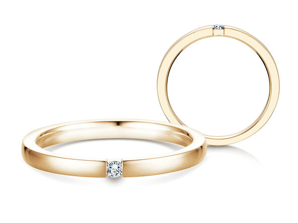 Engagement ring Infinity in 14K yellow gold with diamond 0.07ct H/SI