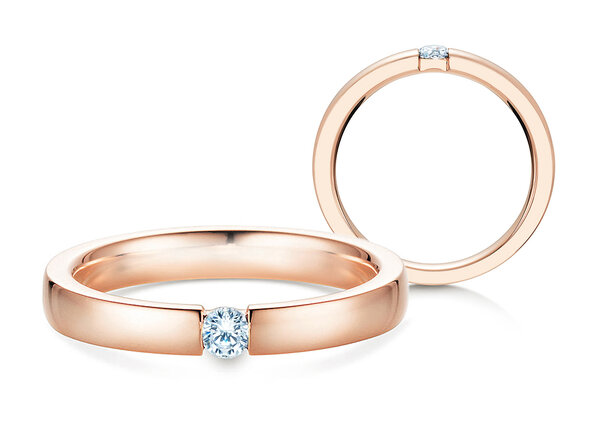 Engagement ring Infinity in 18K rosé gold with diamond 0.10ct H/SI
