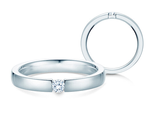 Engagement ring Infinity in silver 925/- with diamond 0.10ct G/SI