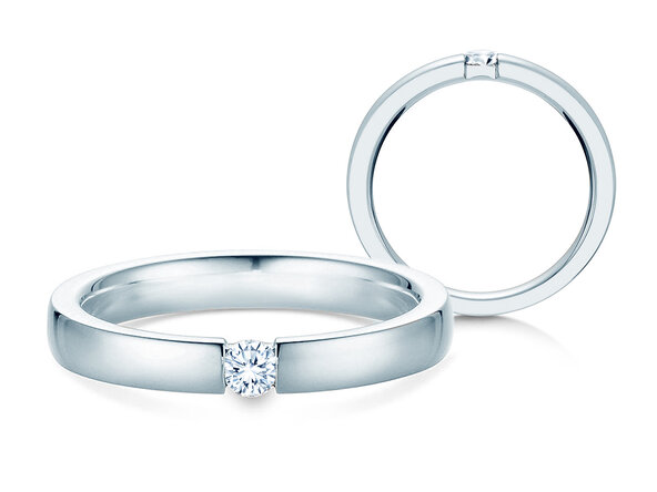 Engagement ring Infinity in platinum 950/- with diamond 0.15ct D/IF