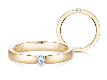 Engagement ring Infinity in 14K yellow gold with diamond 0.15ct H/SI