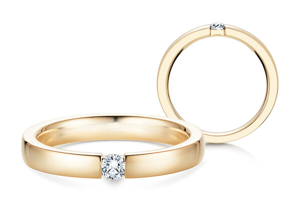 Engagement ring Infinity in 14K yellow gold with diamond 0.10ct H/SI