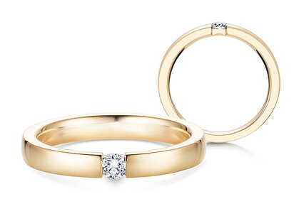 Engagement ring Infinity in 14K yellow gold with diamond 0.15ct G/SI