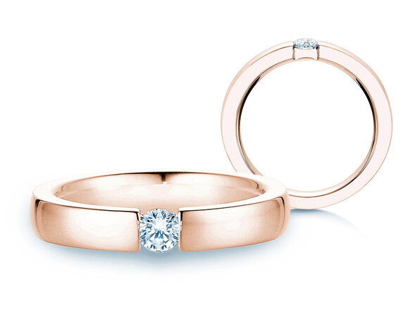 Engagement ring Infinity in 14K rosé gold with diamond 0.20ct H/SI
