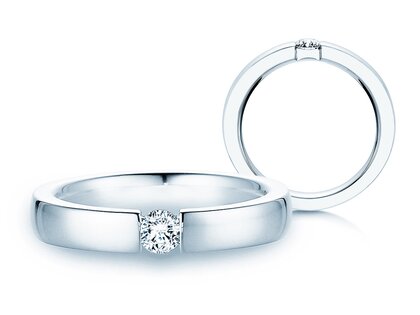 Engagement ring Infinity in 14K white gold with diamond 0.20ct G/SI
