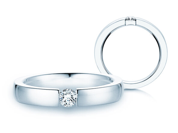 Engagement ring Infinity in 14K white gold with diamond 0.20ct G/SI