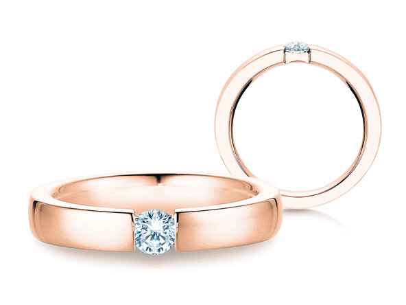 Engagement ring Infinity in 18K rosé gold with diamond 0.30ct H/SI
