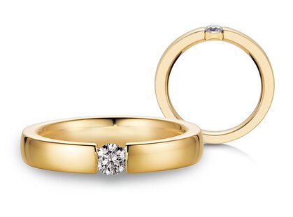 Engagement ring Infinity in 18K yellow gold with diamond 0.25ct G/SI