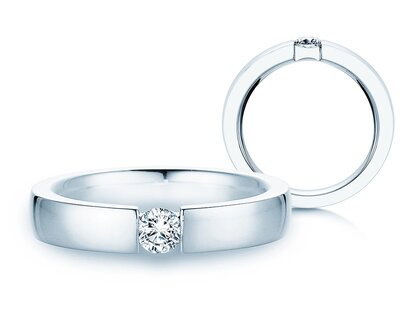 Engagement ring Infinity in 9K white gold with diamond 0.30ct H/SI