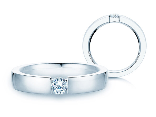 Engagement ring Infinity in 18K white gold with diamond 0.30ct H/SI