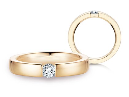 Engagement ring Infinity in 18K yellow gold with diamond 0.40ct H/SI