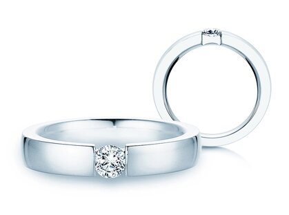 Engagement ring Infinity in 9K white gold with diamond 0.40ct G/SI