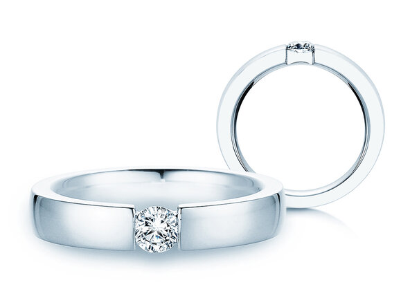 Engagement ring Infinity in 18K white gold with diamond 0.40ct H/SI