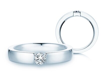 Engagement ring Infinity in 14K white gold with diamond 0.40ct G/SI