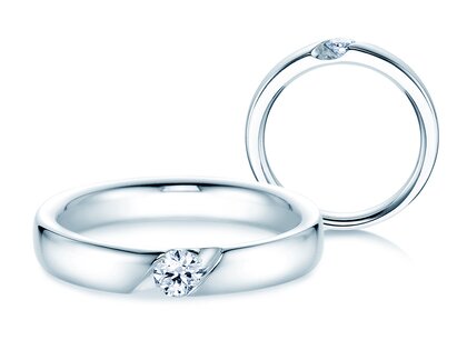 Engagement ring Italic in 14K white gold with lab-grown diamond 0.15ct E/VS