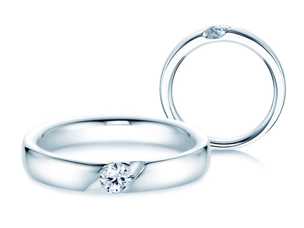 Engagement ring Italic in 14K white gold with lab-grown diamond 0.15ct E/VS