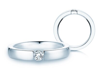 Engagement ring Infinity in 18K white gold with diamond 0.20ct G/SI