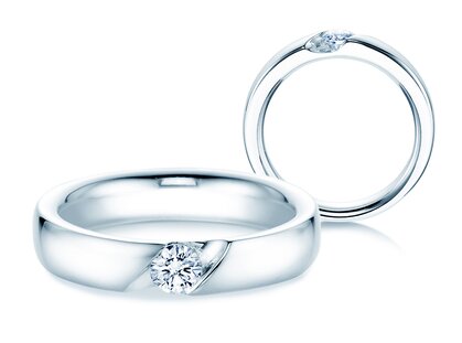 Engagement ring Italic in 9K white gold