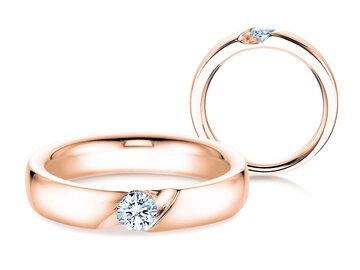 Engagement ring Italic in 9K white gold with diamond 0.25ct H/SI