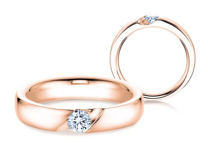 Engagement ring Italic in 9K rosé gold with diamond 0.50ct H/SI