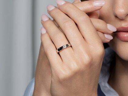 Engagement ring Italic in 9K yellow gold with diamond 0.30ct H/SI