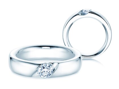 Engagement ring Italic in 14K white gold with lab-grown diamond 0.50ct E/VS