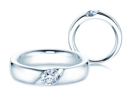Verlobungsring Italic in 14K Weißgold mit Diamant 0,50ct H/SI