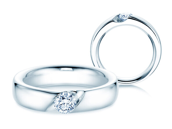 Engagement ring Italic in 14K white gold with lab-grown diamond 0.50ct E/VS