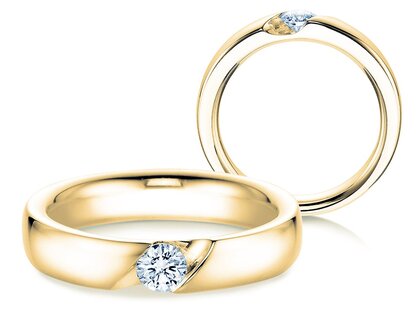 Engagement ring Italic in 9K yellow gold with diamond 0.30ct H/SI