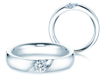 Engagement ring Italic in 9K white gold with diamond 0.25ct H/SI
