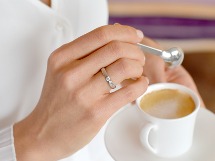 Engagement ring Italic in 14K white gold with lab-grown diamond 0.15ct E/VS