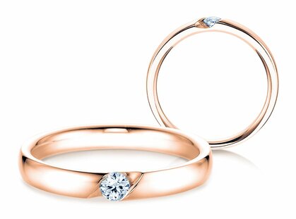 Verlobungsring Italic in 14K Roségold mit Diamant 0,10ct G/SI