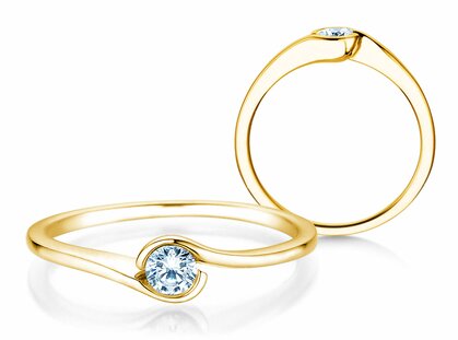 Engagement ring Touch in 9K yellow gold with diamond 0.13ct G/SI