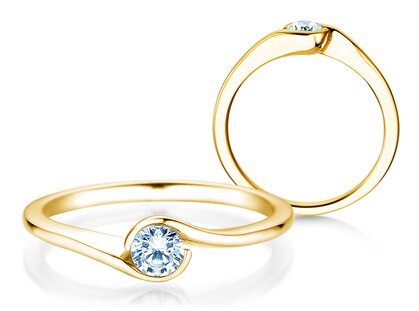 Engagement ring Touch in 9K yellow gold with diamond 0.30ct H/SI