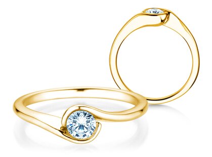 Engagement ring Touch in 9K yellow gold with diamond 0.50ct H/SI