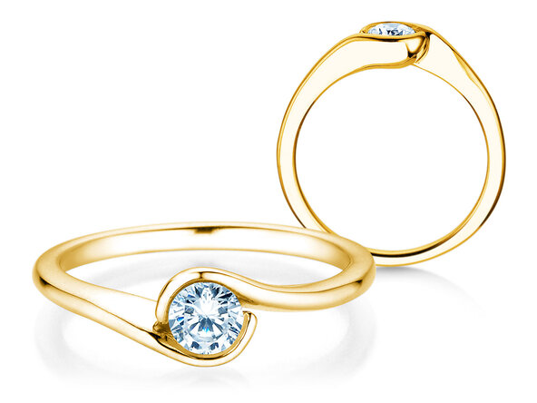 Engagement ring Touch in 14K yellow gold with lab-grown diamond 0.50ct E/VS